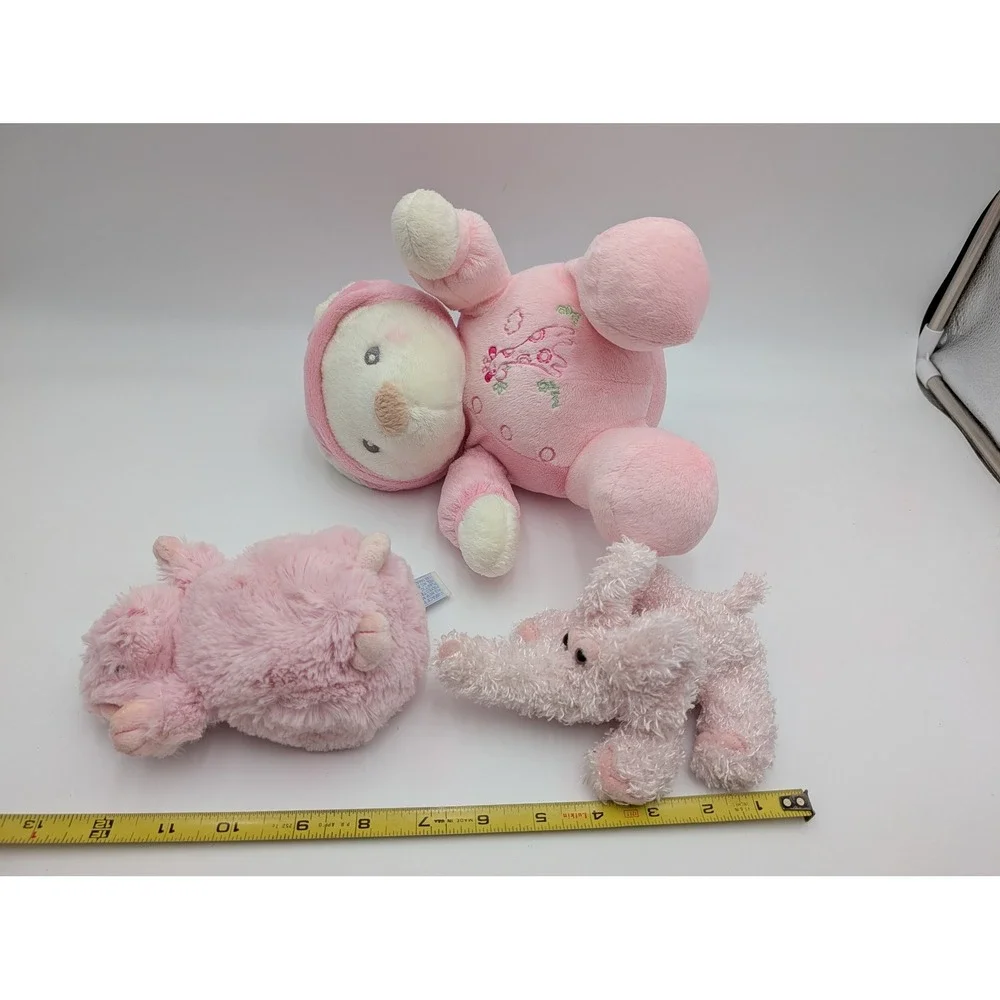 Aurora Baby Animal Alley Plush Lot of 3 Pink Bear Elephant Pig Stuffed Baby